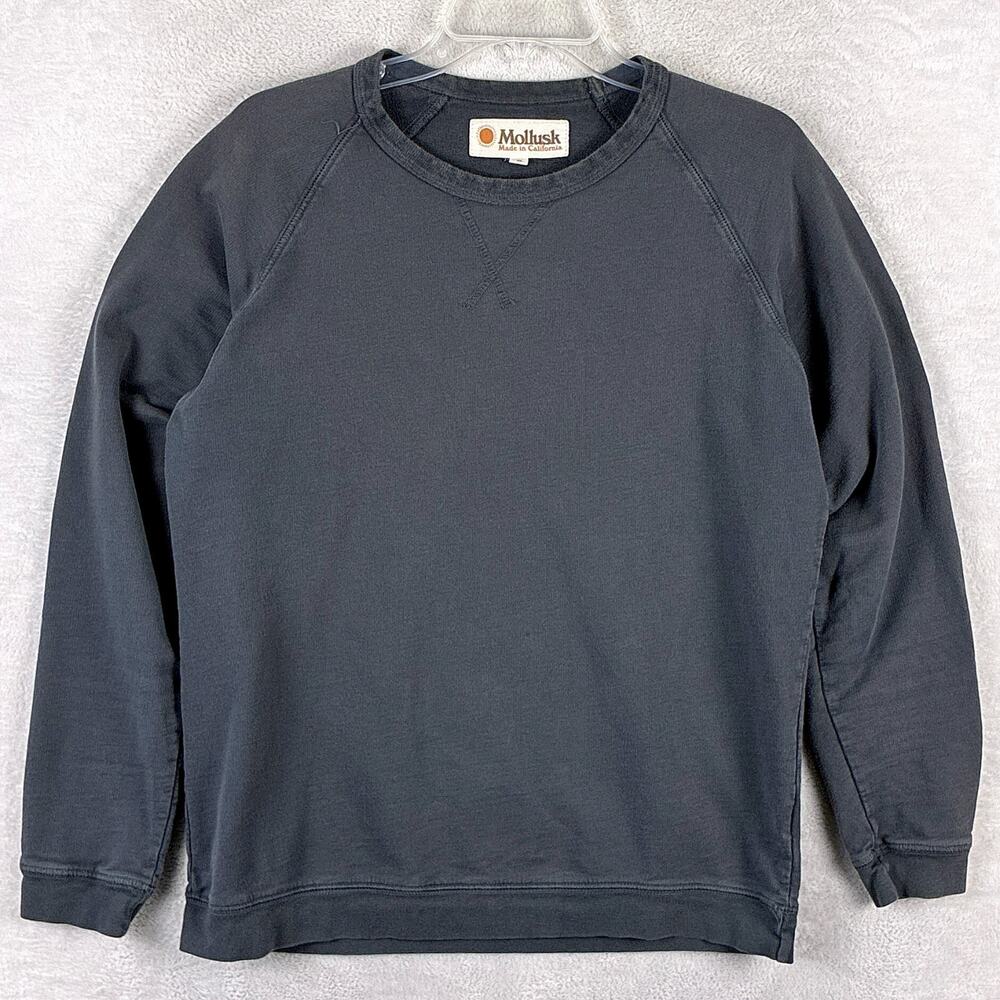 Mollusk Sweatshirt Mens S Faded Charcoal Gray Blank Preppy Classic Beach USA